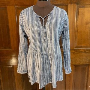 Beach Washed Loose Fitting Striped Blouse